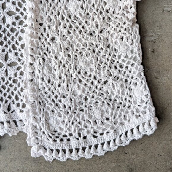 Dressbarn White Open Knit Crochet Short Sleeve Cardigan Sweater size XL - Picture 4 of 8